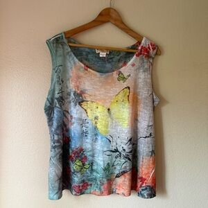 Vibrant Butterfly Print Tank Top